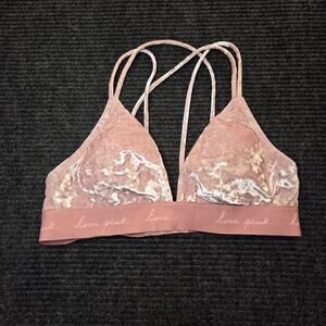 VS Pink Small Velvet Suede Bralette Small